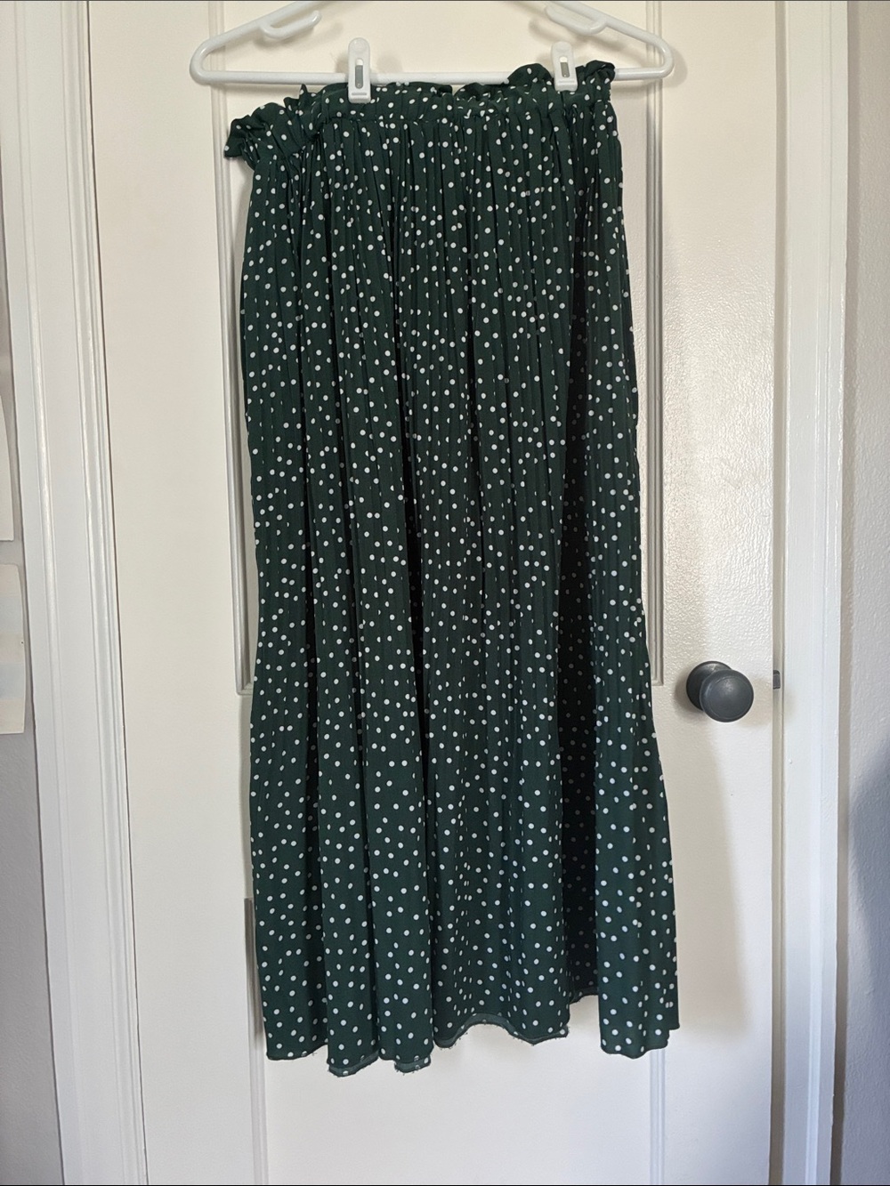Exlura Green Polka Dot Elastic Waist Maxi Skirt